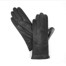 Isotoner Smooth Leather Gloves with Palm Gathered Wrist - Fleece Lined